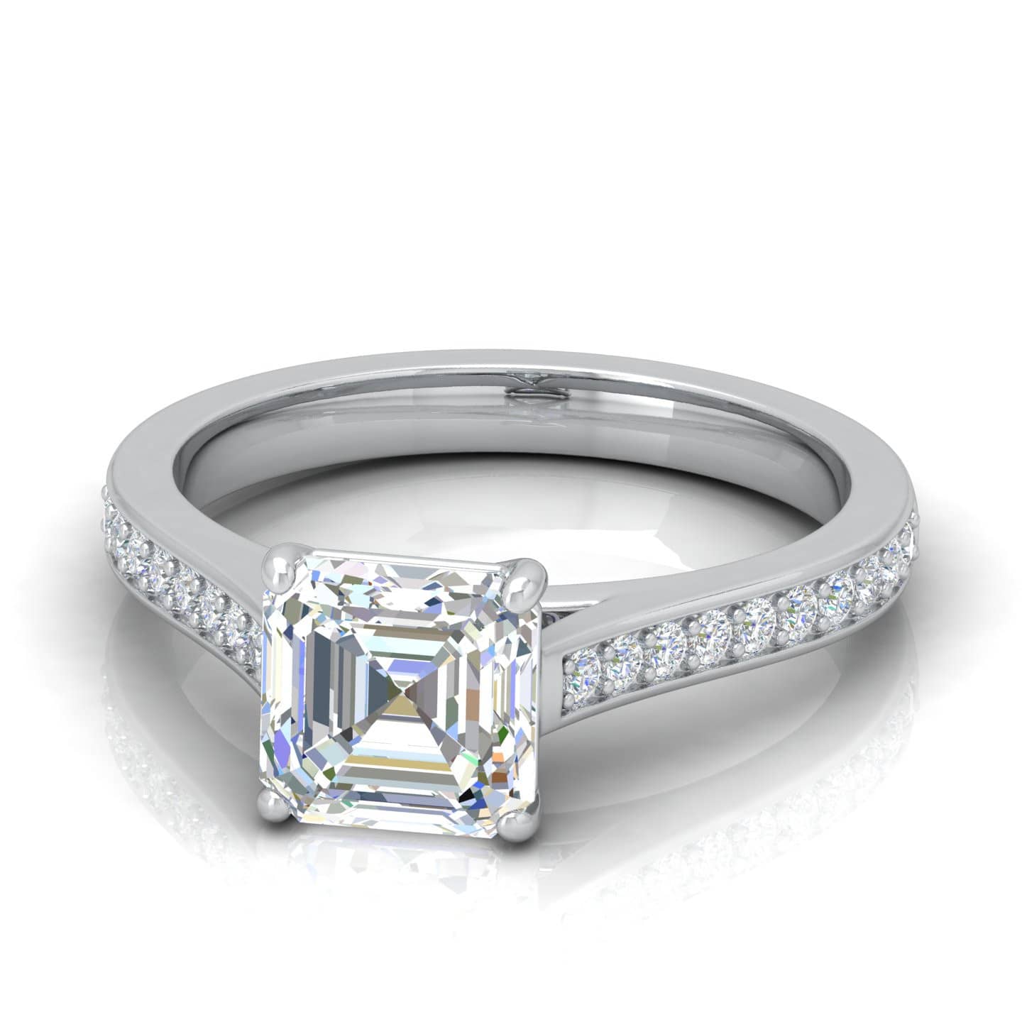 Buy Fine Diamonds - Pave Set Round Diamond Engagement Ring