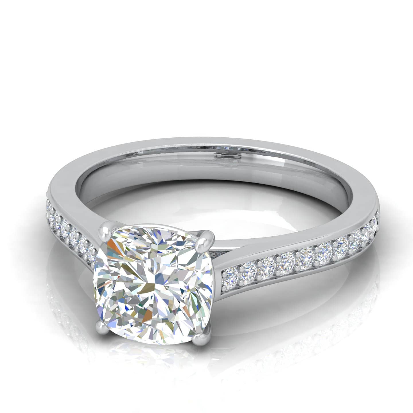 Claw Set Natural Cushion Diamond Engagement Ring - Buy Fine Diamonds