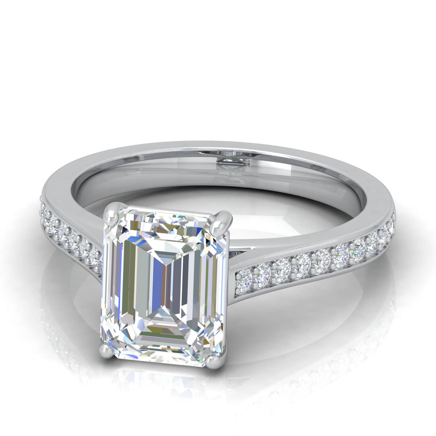 Claw Set Emerald Diamond Engagement Ring - Buy Fine Diamonds