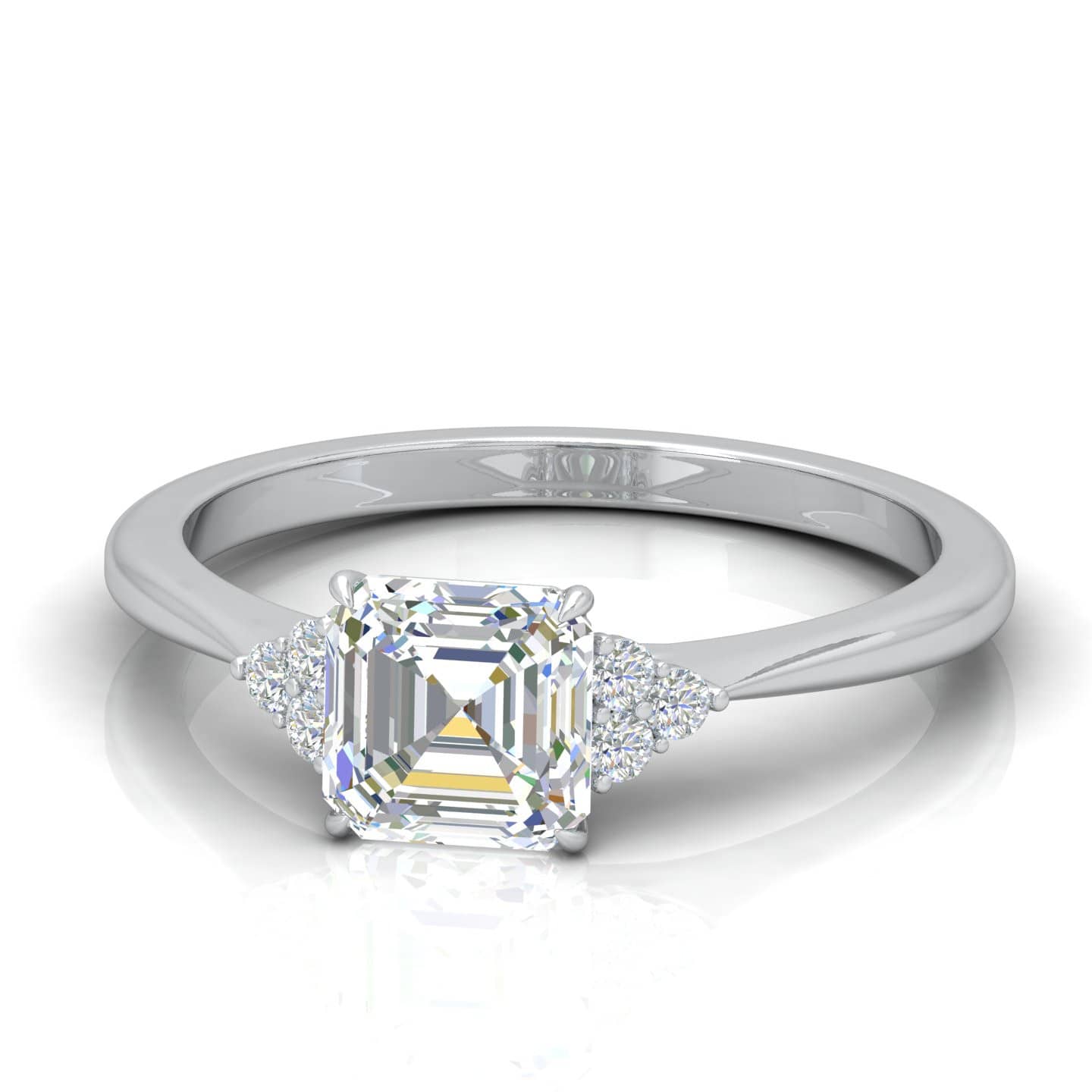 Asscher Cut With Side Diamond Women's Engagement Ring
