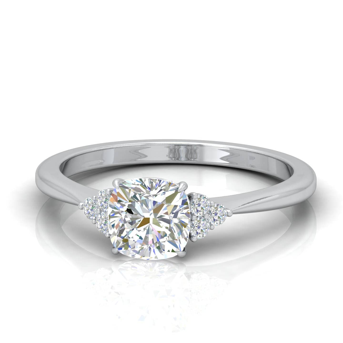 Cushion Cut With Side Diamond Engagement Ring In Heavy Metal
