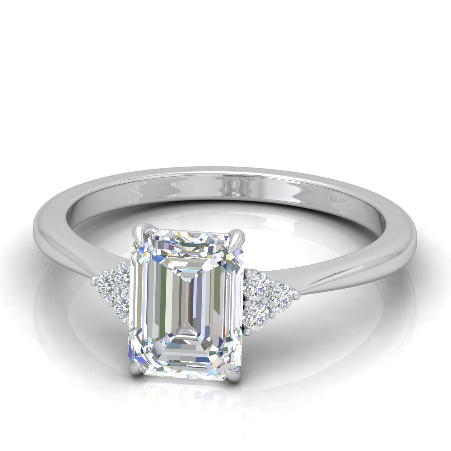 Top quality Emerald Cut With Side Diamond Engagement Ring
