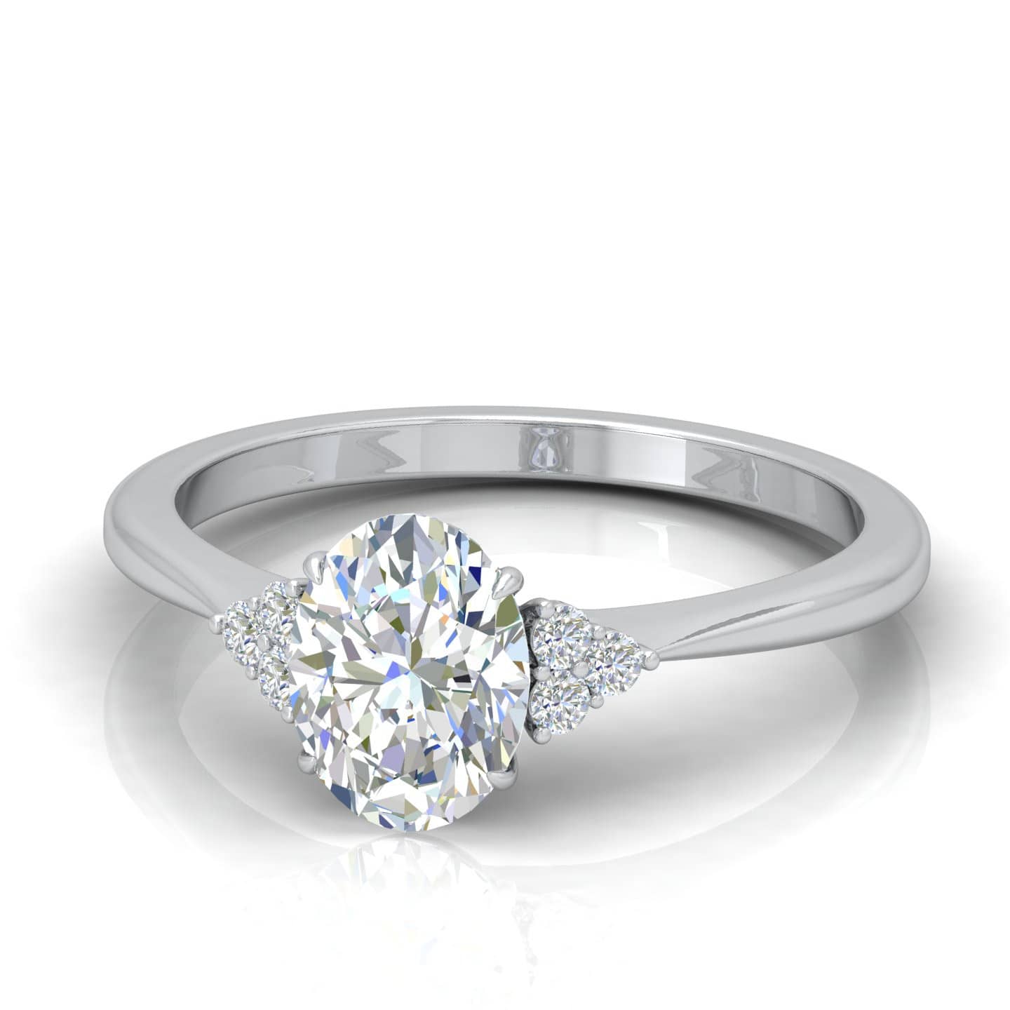 Classic..! Oval With Side Round Diamond Engagement Ring