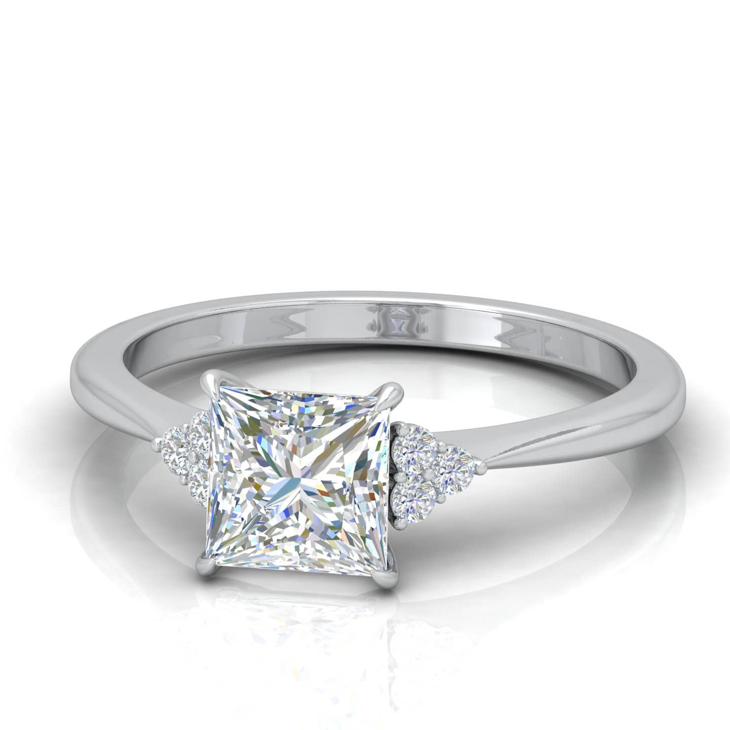 Sparkling Princess And Round Diamond Engagement Ring