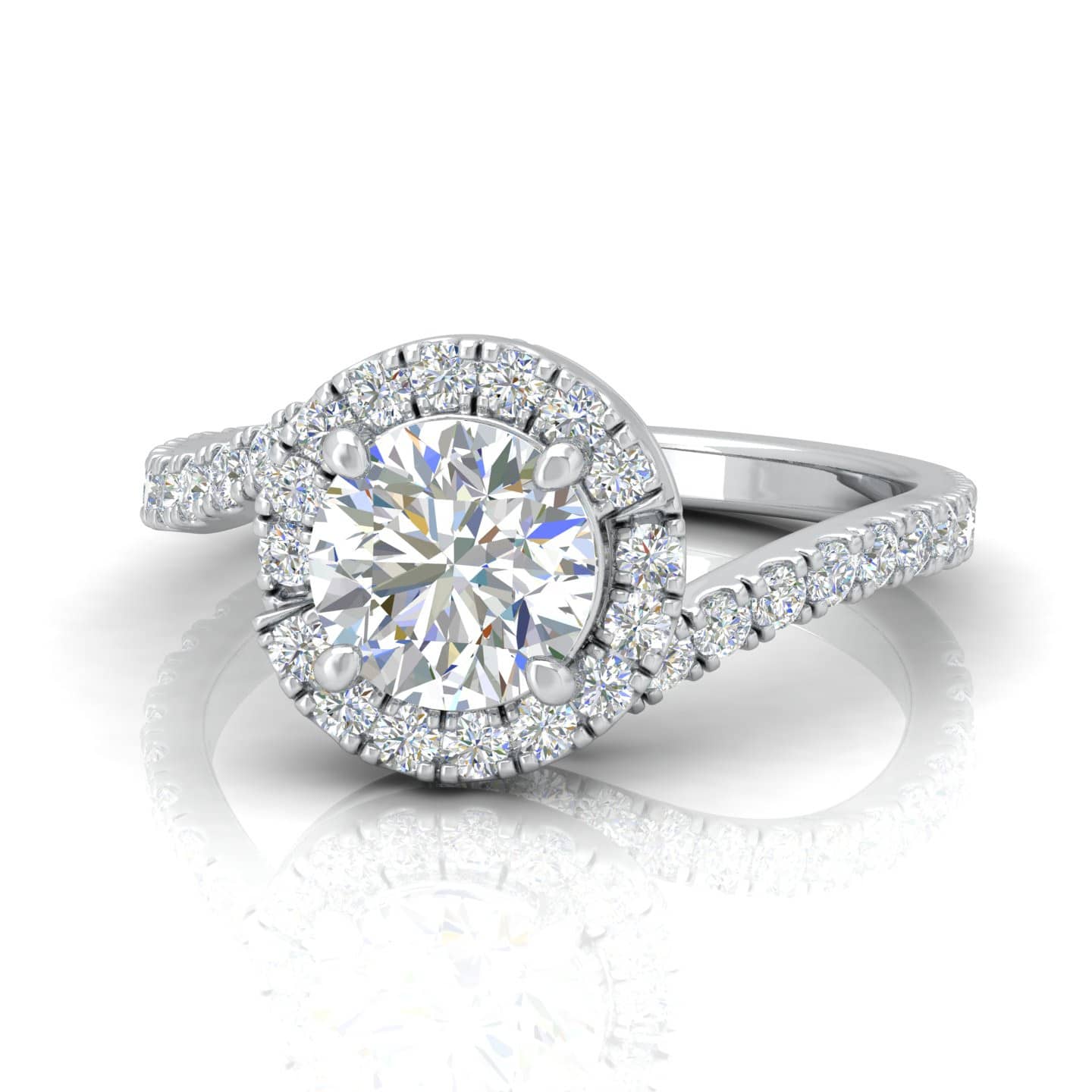 Round Diamond Twisted Halo Engagement Ring