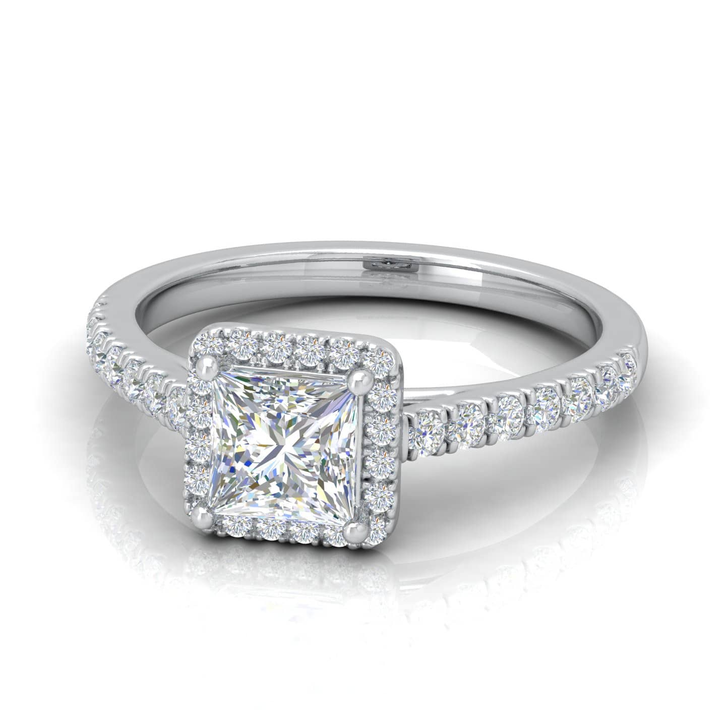 Princess Diamond Halo Engagement Ring For Women