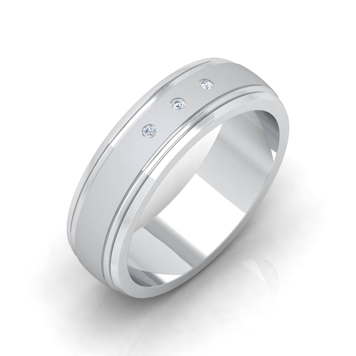 Comfort Fit..! F/VS 0.15 Ct Natural Round Brilliant Cut Diamond Men's Wedding Band - 6.70 MM