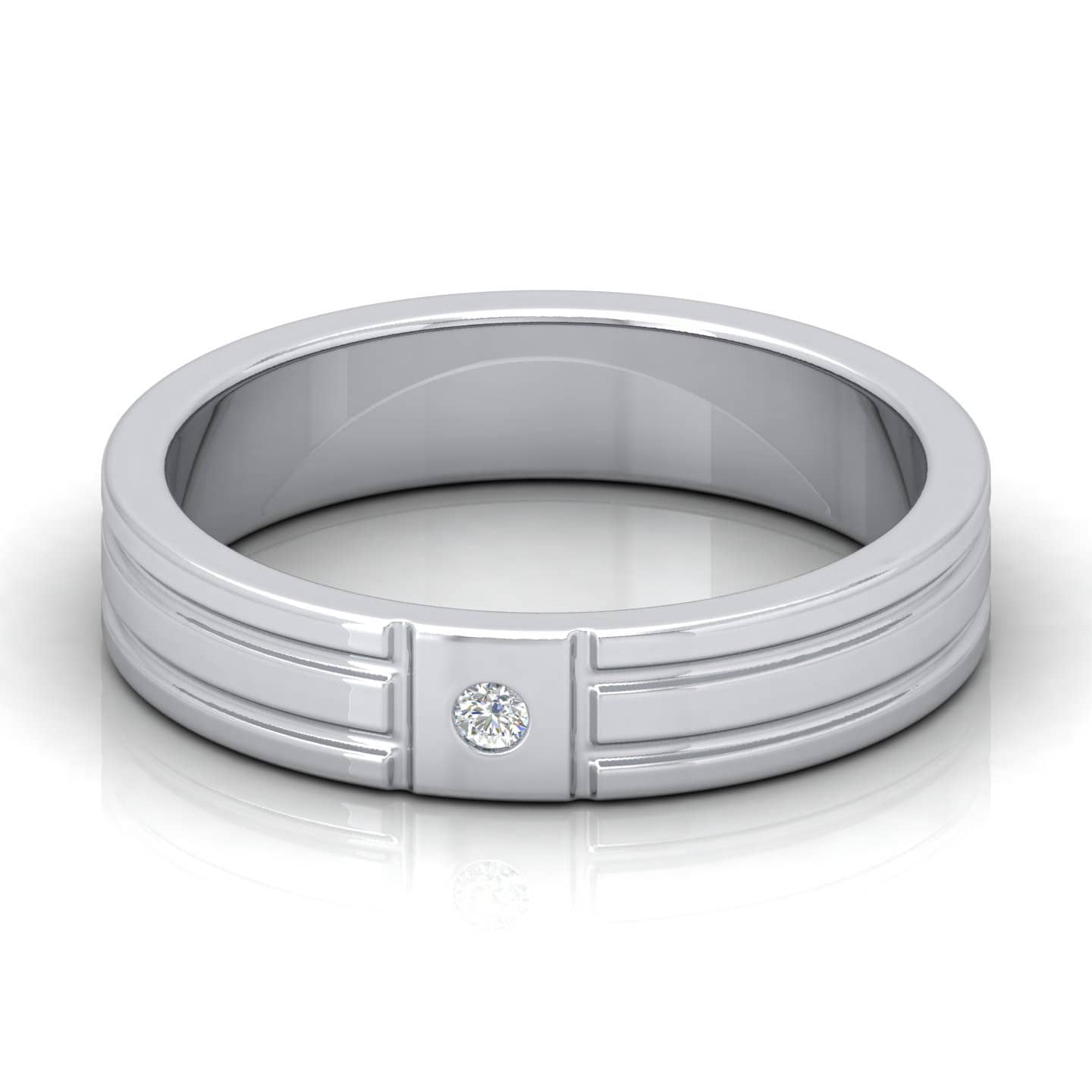 5.00 MM F/VS 0.10 Ct Round Diamond Men's Wedding Band