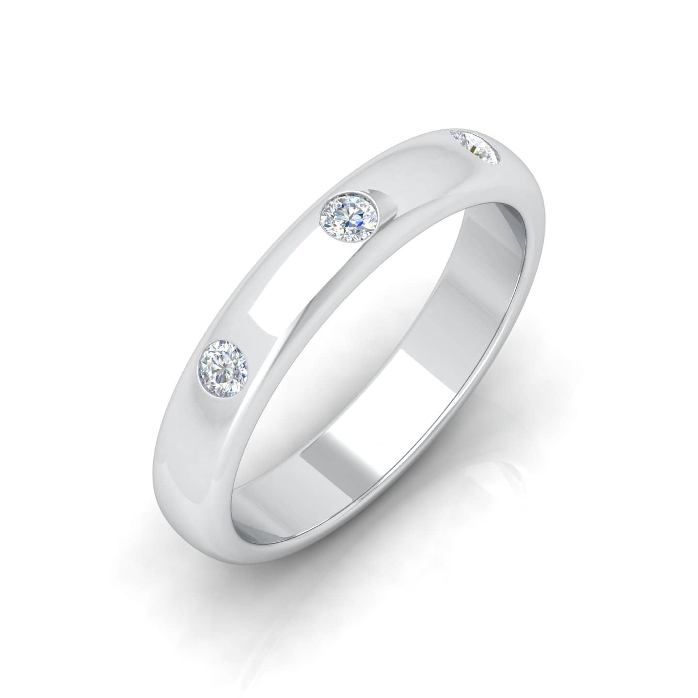 Flush Set women's Round Diamond Wedding Band