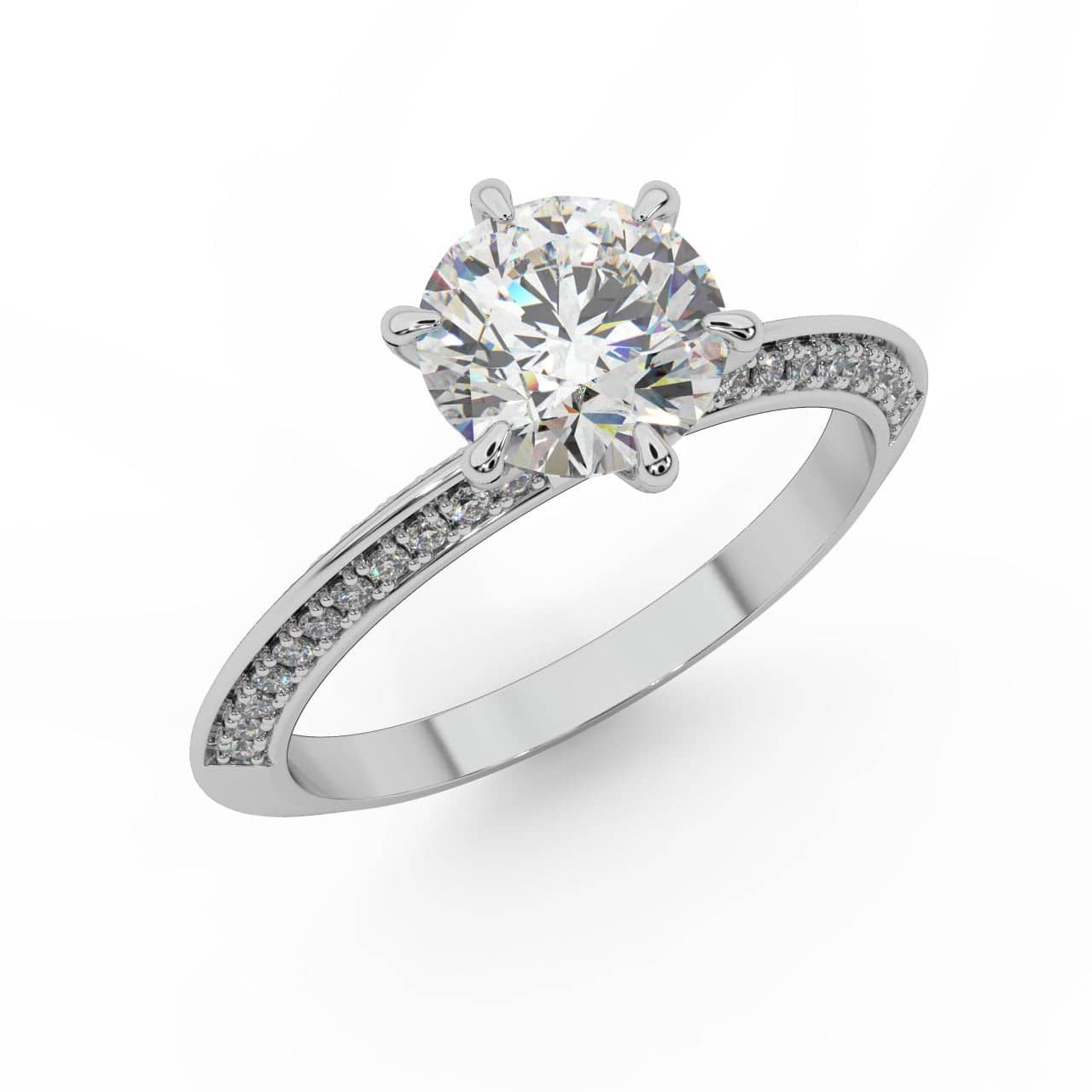 6 CLAW ROUND DIAMOND KNIFE EDGE ENGAGEMENT RING
