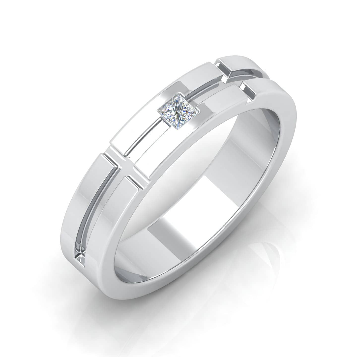 0.10 Ct F/VS Natural Princess Diamond Designer Women's Wedding Ring
