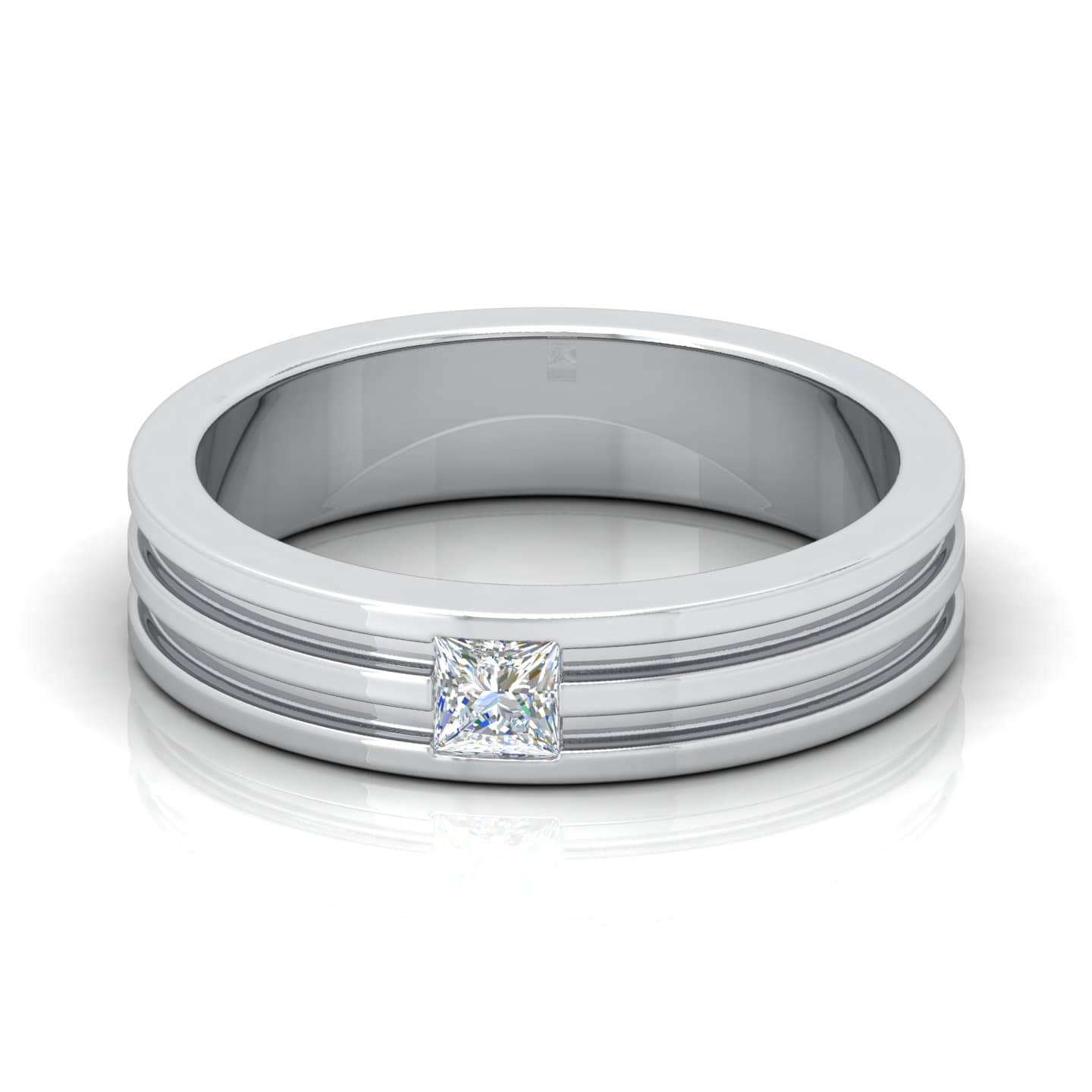 F/VS 0.35 Ct Natural Princess Diamond Women's Wedding Ring