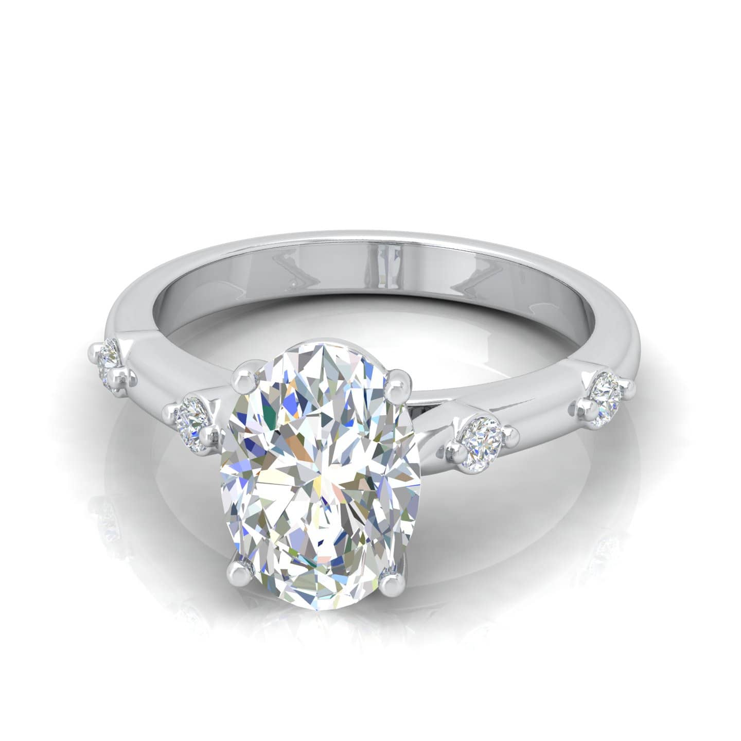 Oval Diamond Claw Set Engagement Ring For Her