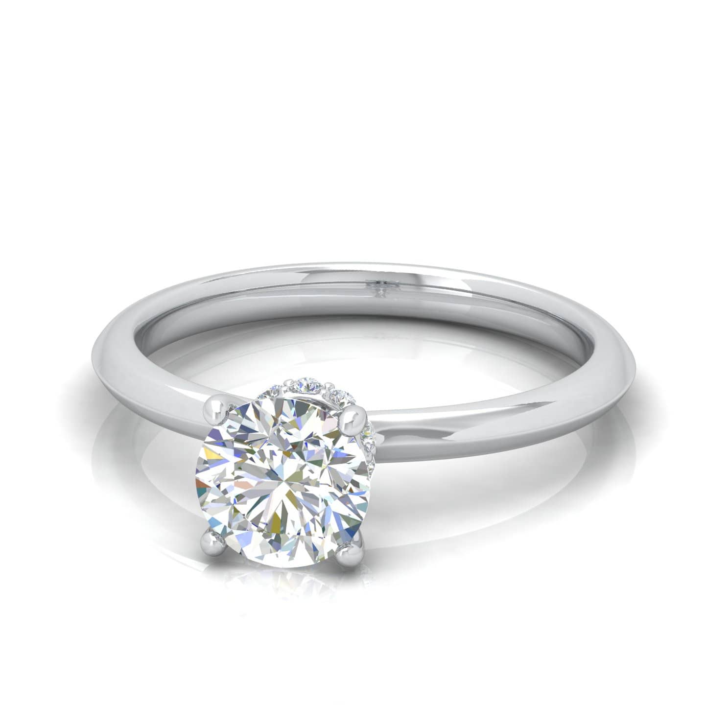 Hidden Halo Petite Round Diamond Engagement Ring For Her