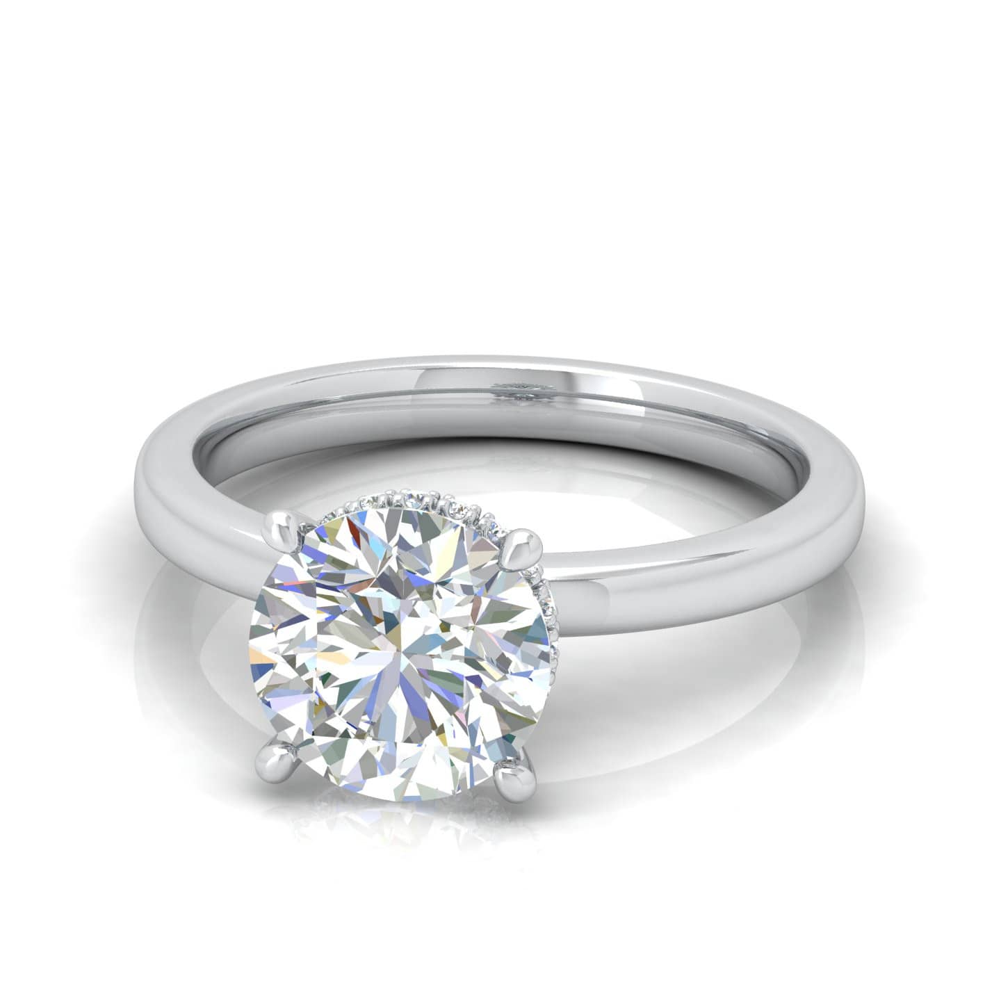 Great Offer..! Round Diamond Petite Diamond Hidden Halo Engagement Ring