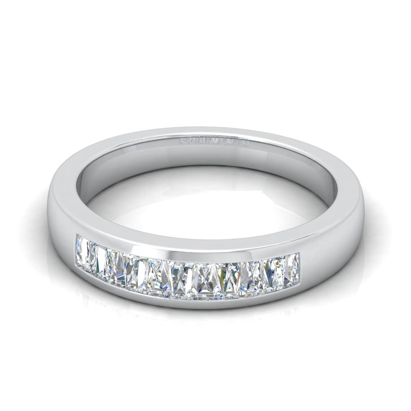 0.70 CT F/VS NATURAL TAPPER BAGUETTE DIAMOND HALF ETERNITY RING IN 18K GOLD