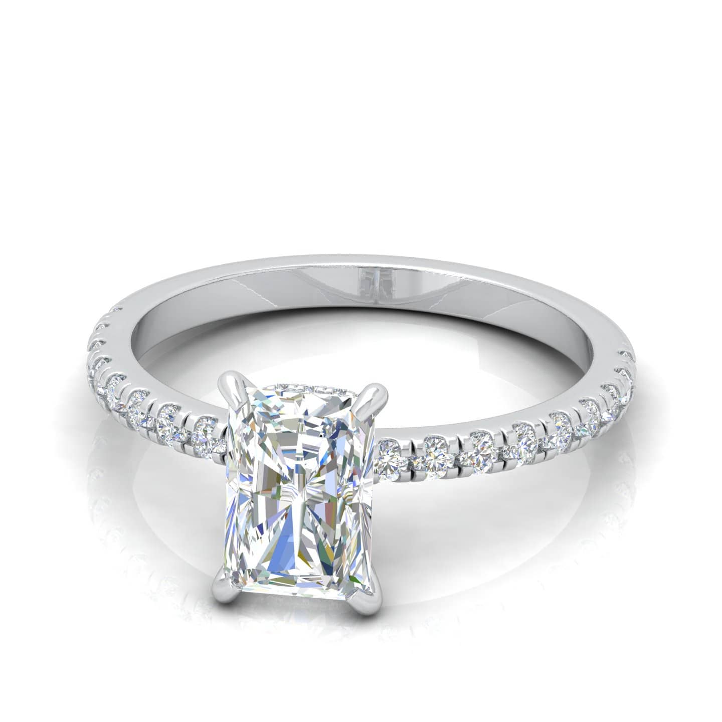Radiant Cut Diamond Petite Hidden Halo Women's Engagement Ring