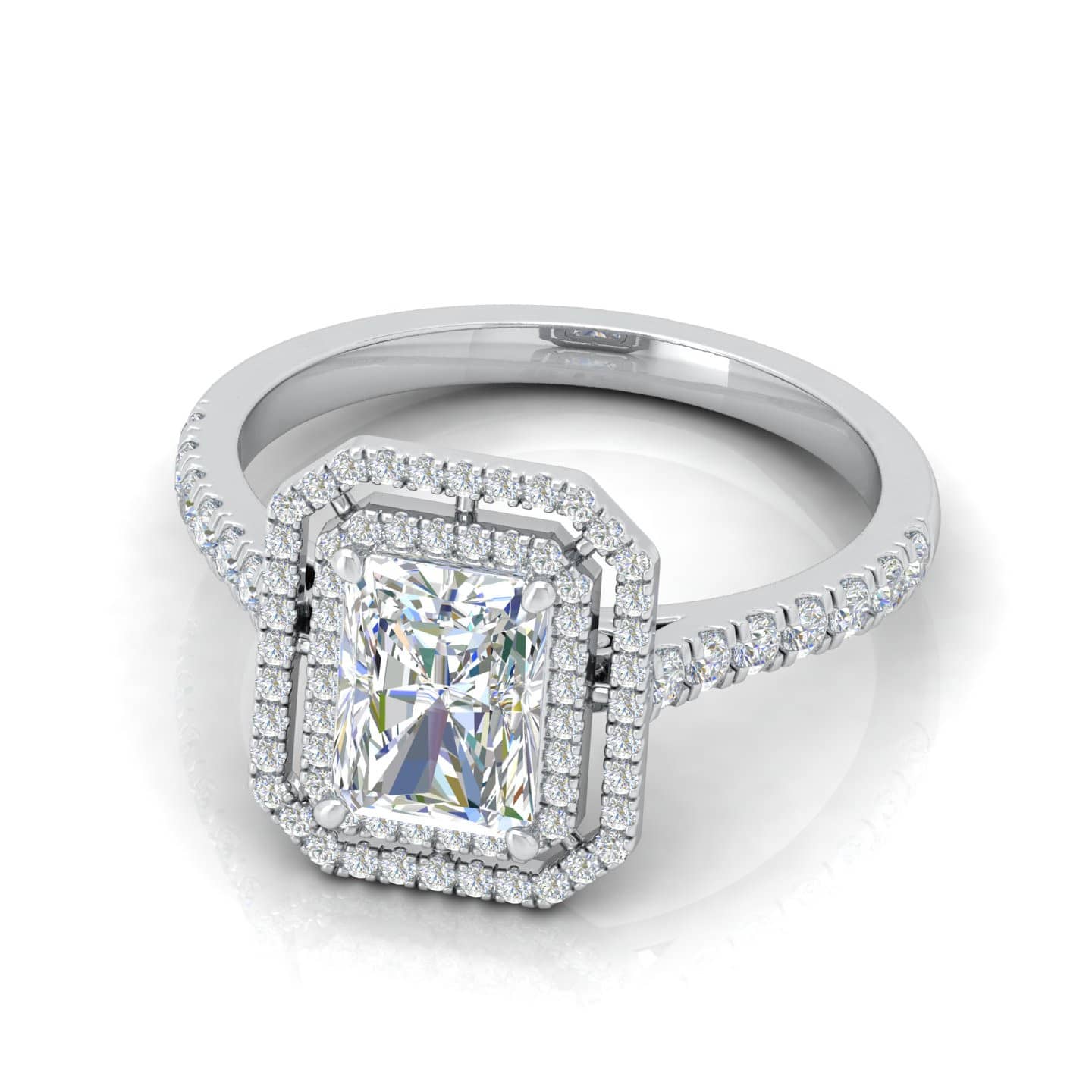 Radiant Cut Diamond Double Halo Engagement Ring