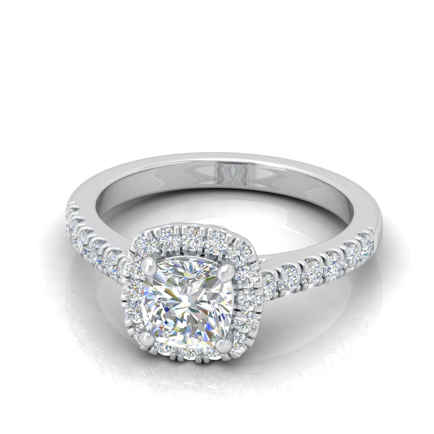 Cushion Diamond Halo Engagement Ring For Women