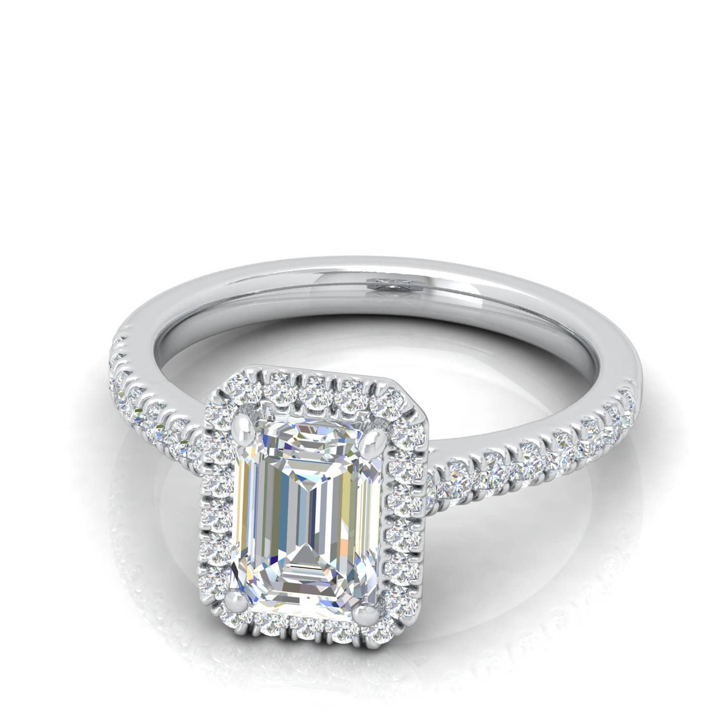Emerald Diamond Halo Engagement Ring