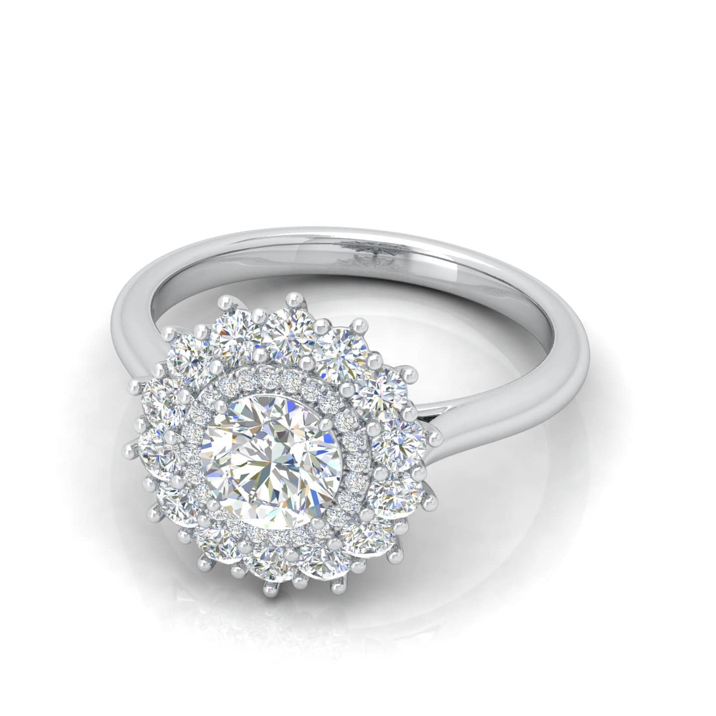 Classic Round Diamond Cluster Halo Engagement Ring