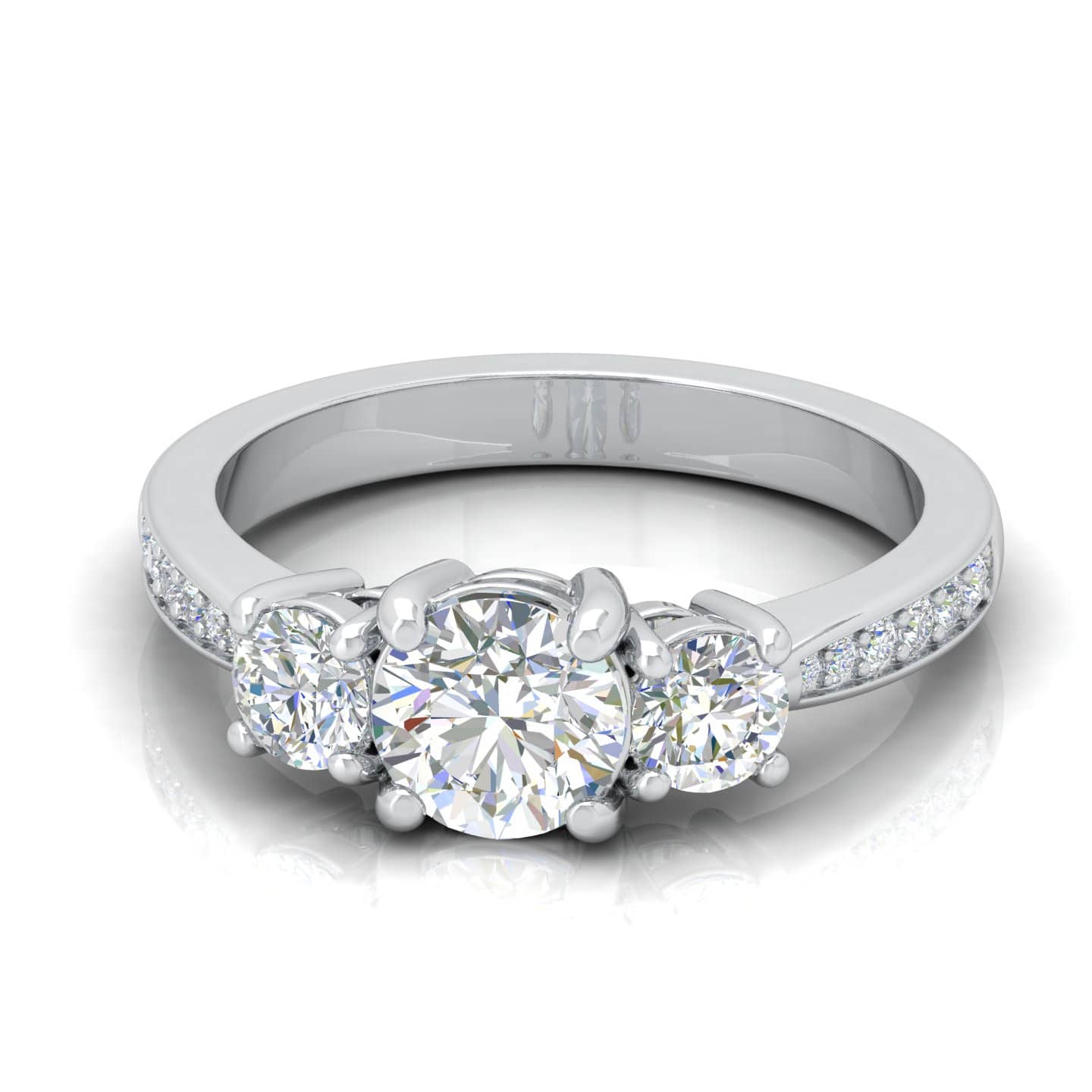 Round Diamond Claw And Pave Set Designer Engagement Ring