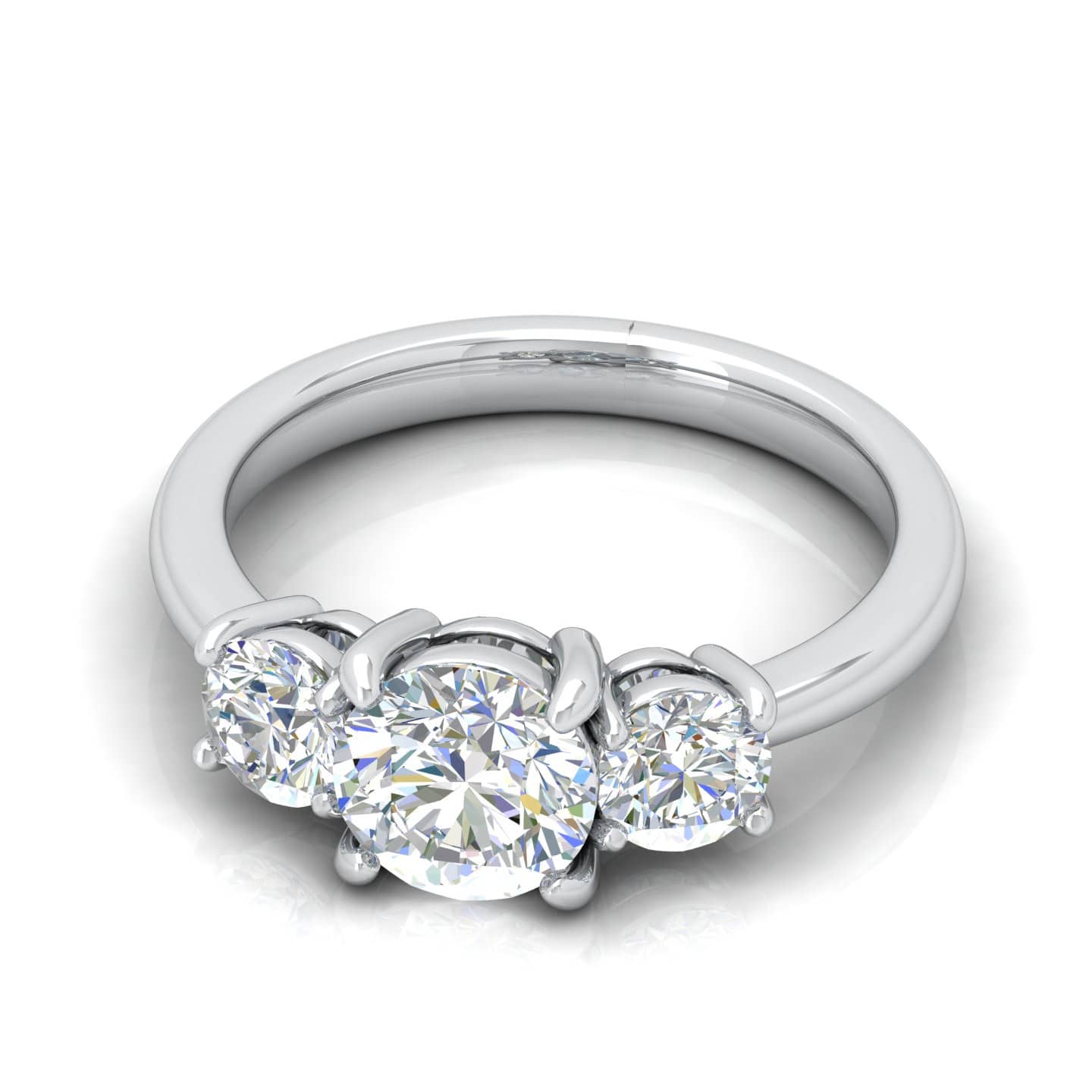 Round Brilliant Cut Diamond Claw Set Trilogy Engagement Ring