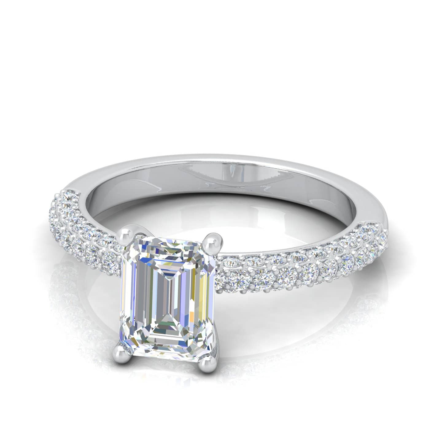 Emerald Cut Diamond Designer Engagement Ring