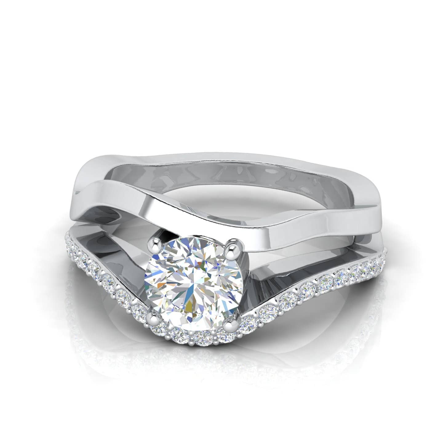 Round Diamond Claw Set Designer Engagement Ring