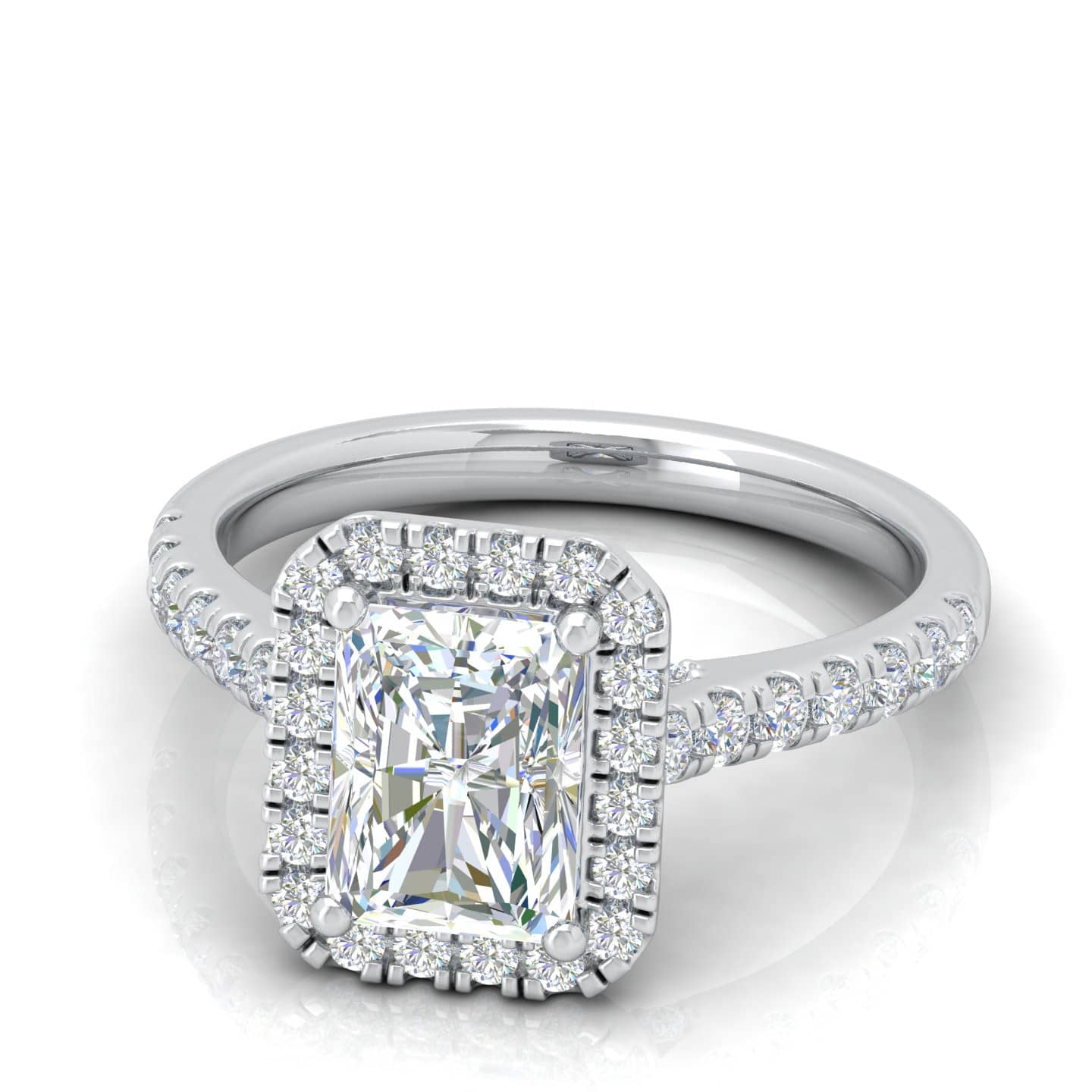 Radiant Diamond Halo Engagement Ring