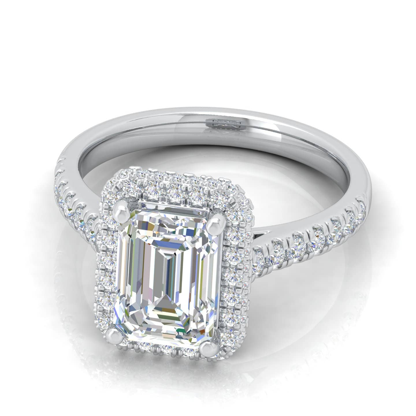 Emerald Diamond Designer Halo Engagement Ring