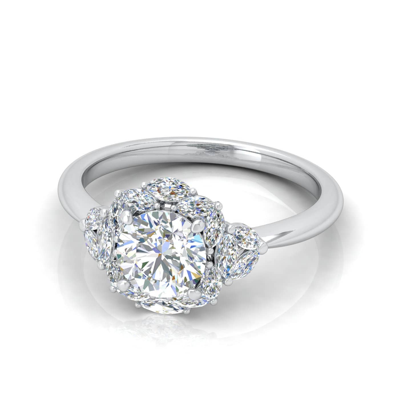 Vintage Look...! Round Diamond Designer Engagement Ring