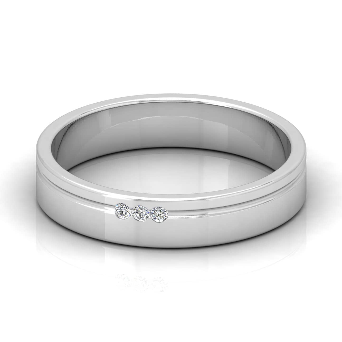 4.70MM F/VS 0.10 Carat Natural Round Diamond Men's Wedding Band