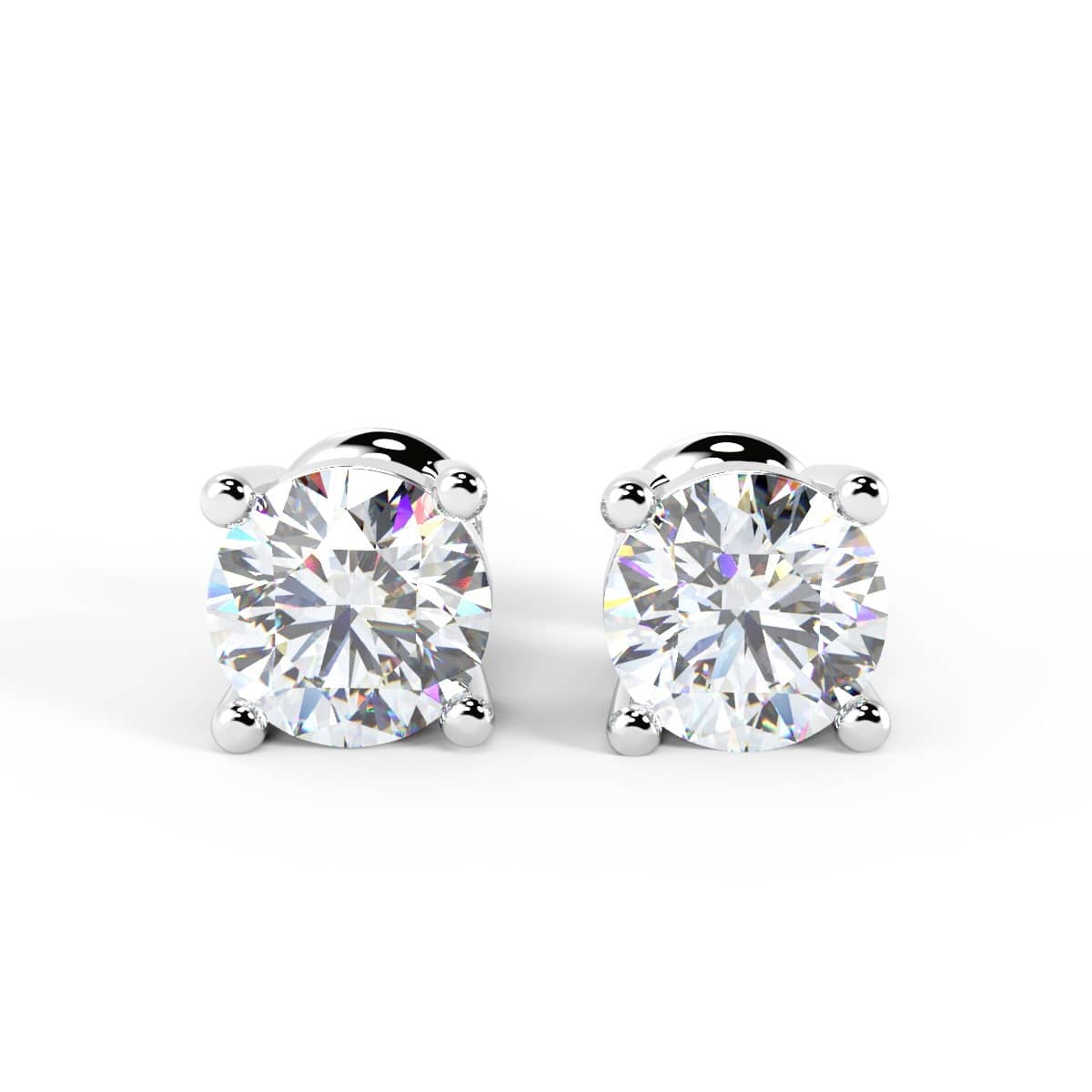 CHRISTMAS OFFERER.. NATURAL 2CARAT DIAMOND SOLITAIRE 4 CLAW EARRING IN PLATINUM - SCREW BACK