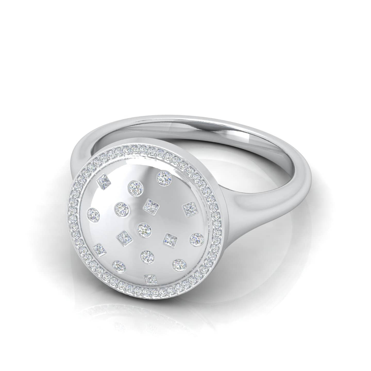 0.25 Carat F/VS Natural Round And Princess Cut Diamond Designer Men's Wedding Ring