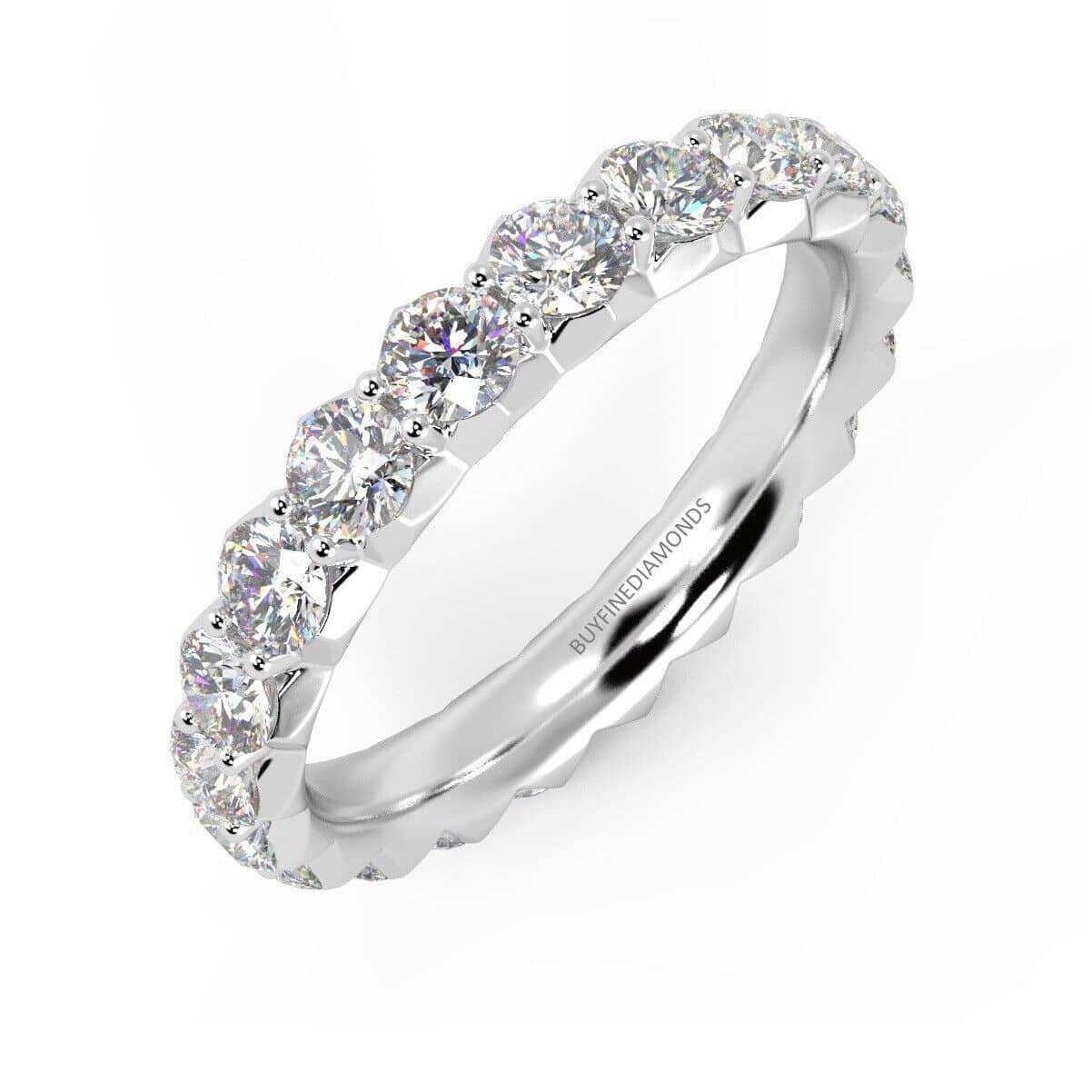 2.00 Carat Natural Round Diamond French Pave Full Eternity Ring In 950 Platinum
