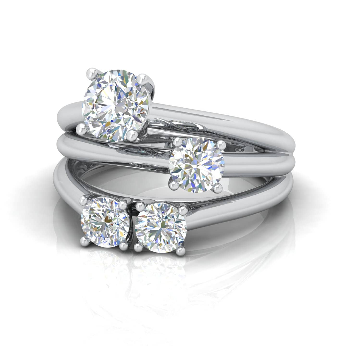 F/VS 2.10 Ct Natural Round Diamond Designer Anniversary Ring