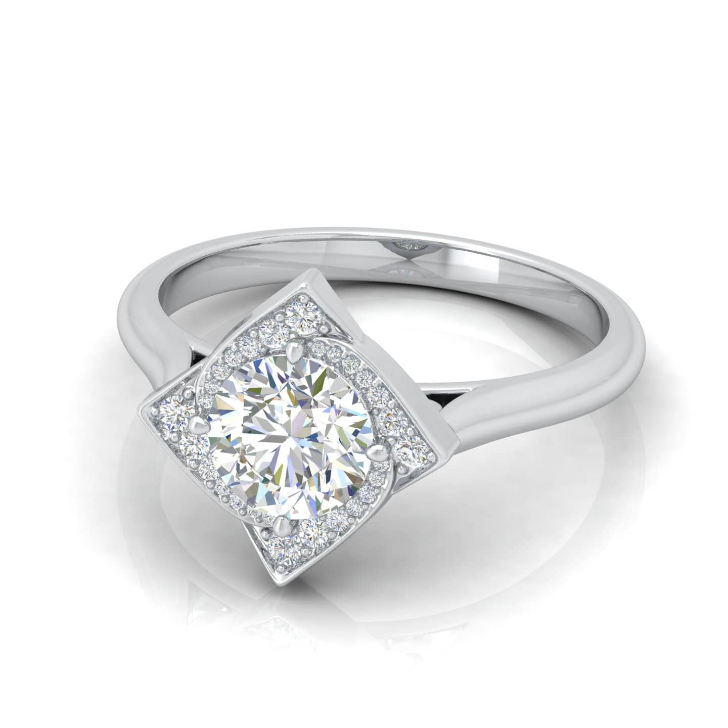 Round Brilliant Cut Diamond Designer Halo Engagement Ring