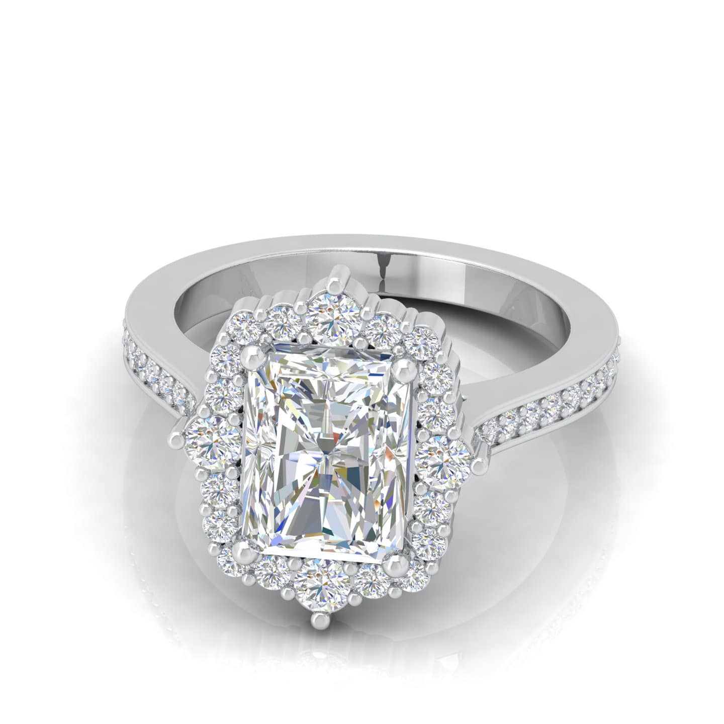 Radiant Diamond Halo Designer Engagement Ring