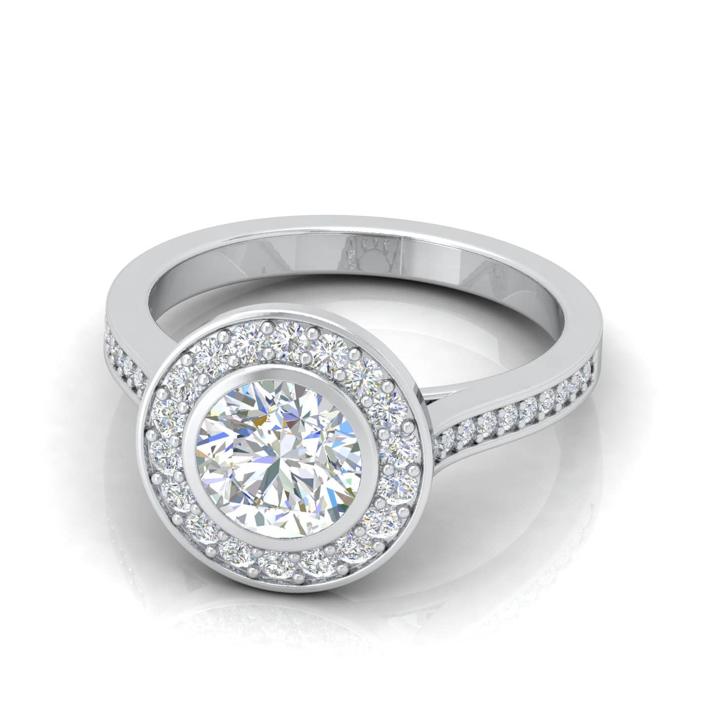 Classic Round Diamond Halo Engagement Ring