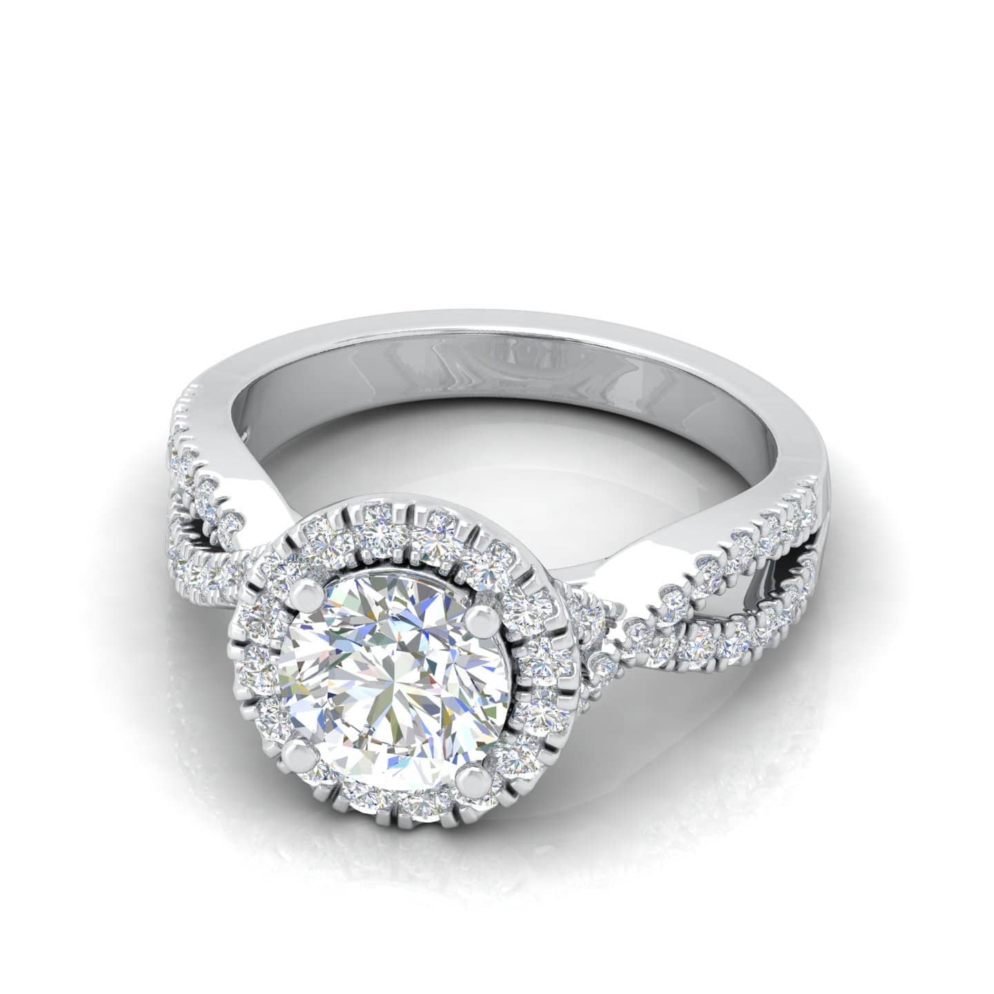 Round With Side Diamond Twisted Shank Vintage Look Engagement Ring