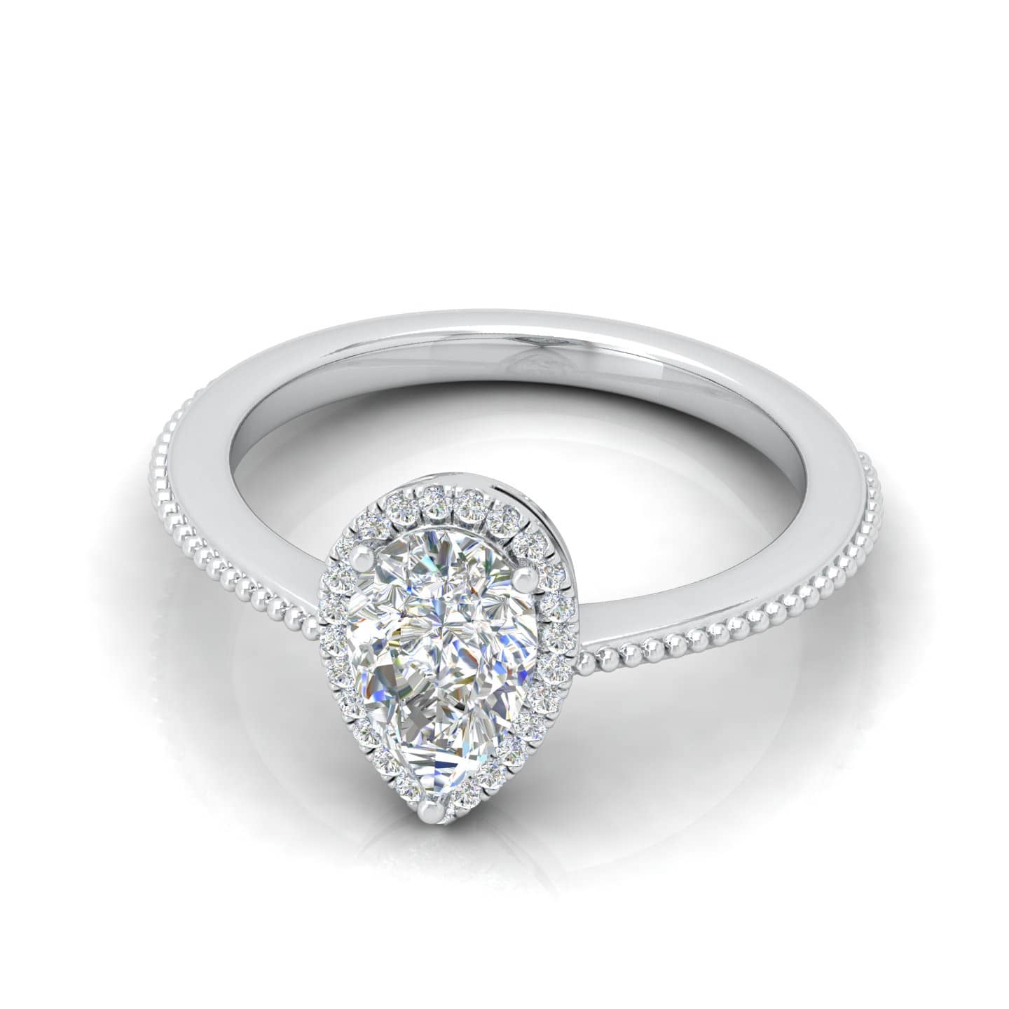 Classic Pear Shape Diamond Halo Engagement Ring