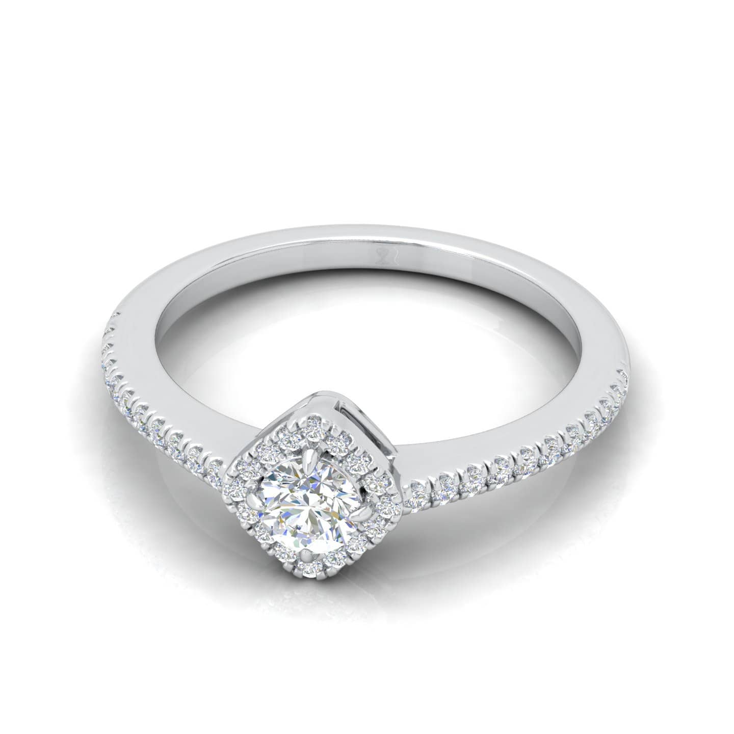 Classic Round Diamond Halo Designer Engagement Ring