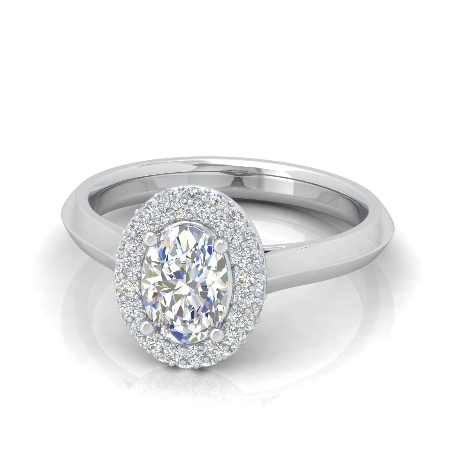 Oval Diamond Double Halo Solitaire Engagement Ring