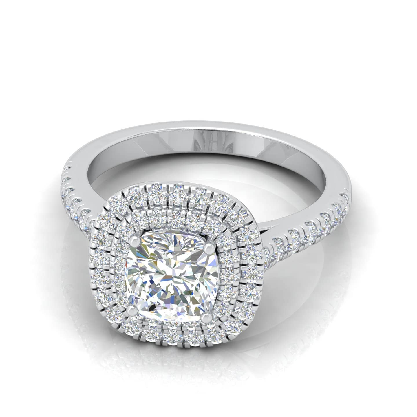 Cushion Diamond Double Halo Engagement Ring For Women
