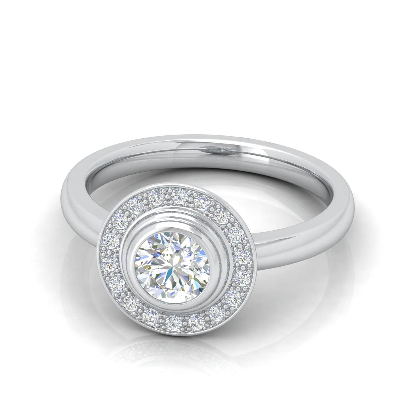 Classic Round Diamond Designer Halo Solitaire Engagement Ring