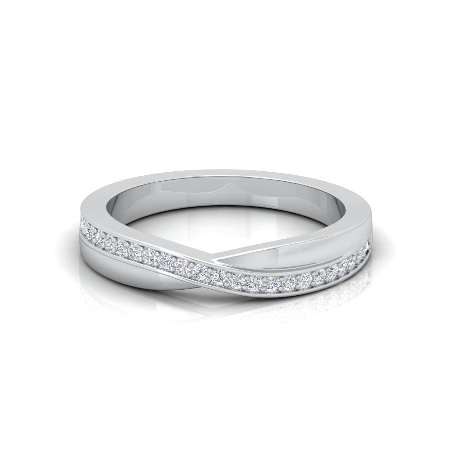 0.25 Ct F/VS Round Diamond Twisted Half Eternity Ring