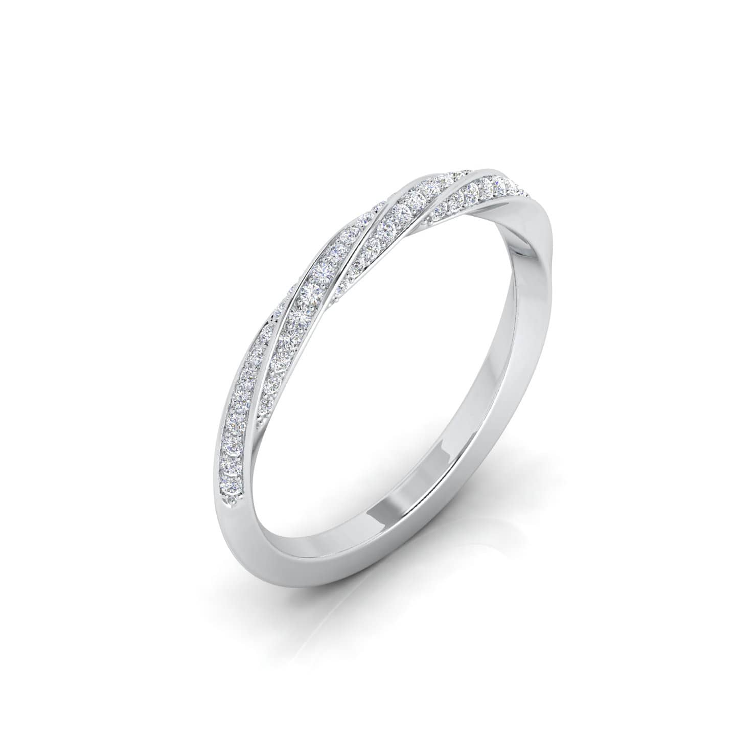 Natural 0.30 Ct F/VS Diamond Twisted Women Wedding Band