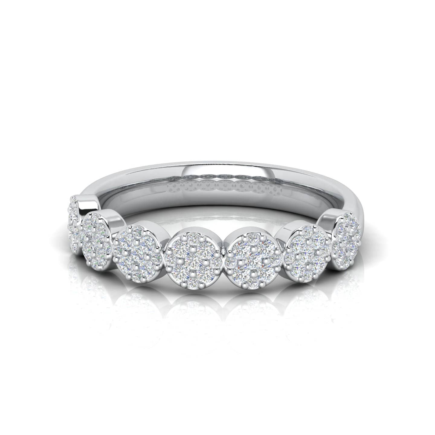 0.40 Ct F/VS Natural Round Diamond Halo Set Half Eternity Ring