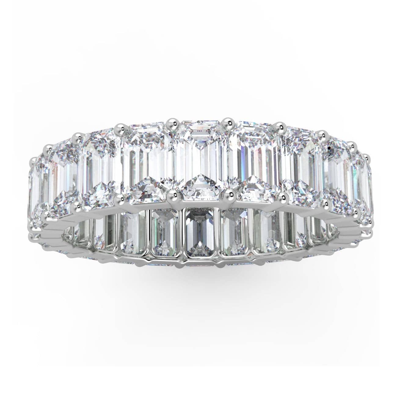 GIA CERTIFIED 6.70 CARAT E/IF EMERALD DIAMOND FULL ETERNITY RING IN PLATINUM